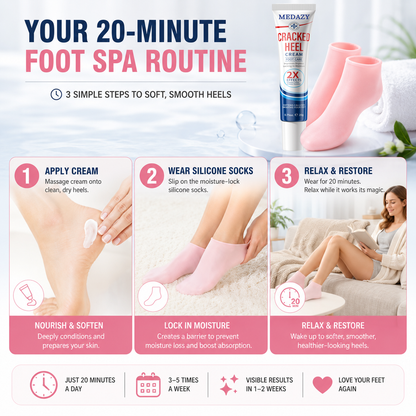 MEDAZY™ Heel Recovery System – Cracked Heel Cream + Moisture-Lock Silicone Socks