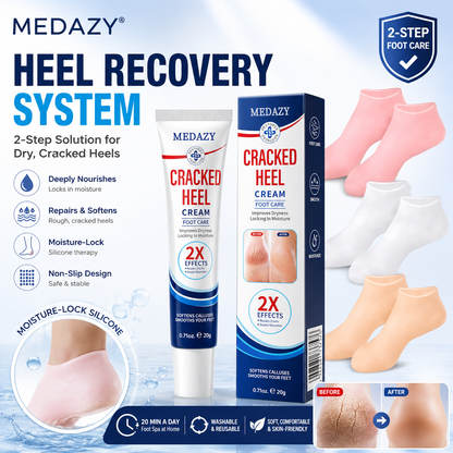 MEDAZY™ Heel Recovery System – Cracked Heel Cream + Moisture-Lock Silicone Socks