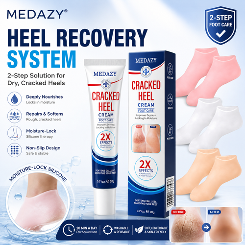 MEDAZY™ Heel Recovery System – Cracked Heel Cream + Moisture-Lock Silicone Socks
