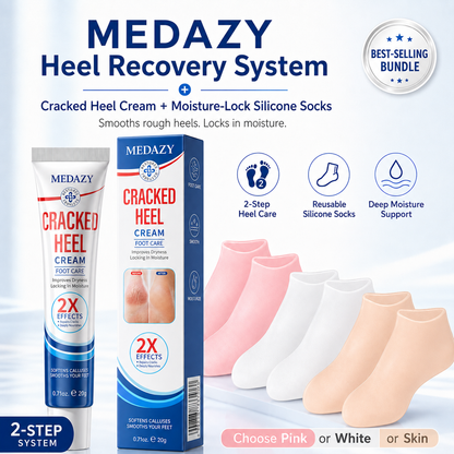 MEDAZY™ Heel Recovery System – Cracked Heel Cream + Moisture-Lock Silicone Socks