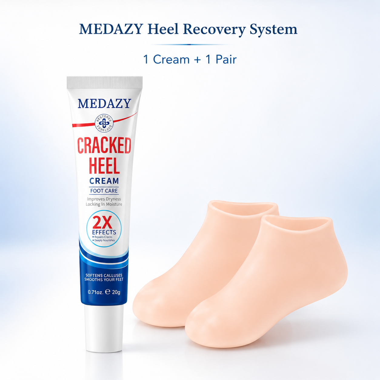 MEDAZY™ Heel Recovery System – Cracked Heel Cream + Moisture-Lock Silicone Socks