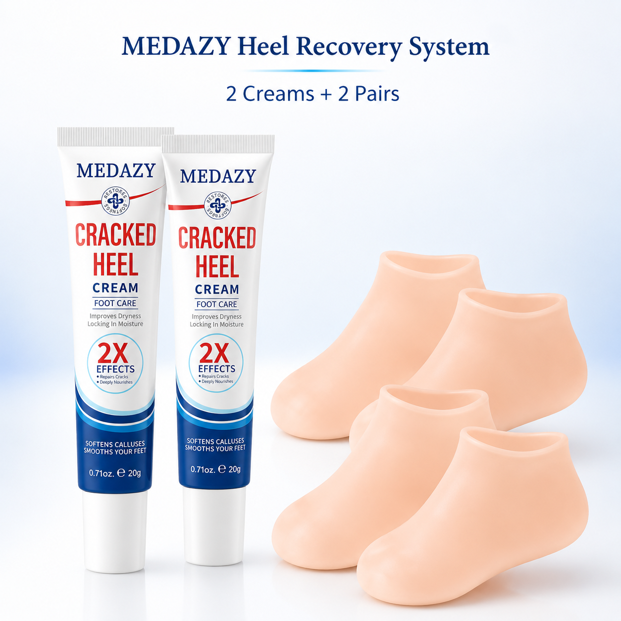 MEDAZY™ Heel Recovery System – Cracked Heel Cream + Moisture-Lock Silicone Socks